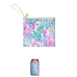 Lilly Pulitzer Printed Vinyl Beach Day Pouch, Drink Hugger Best Fishes